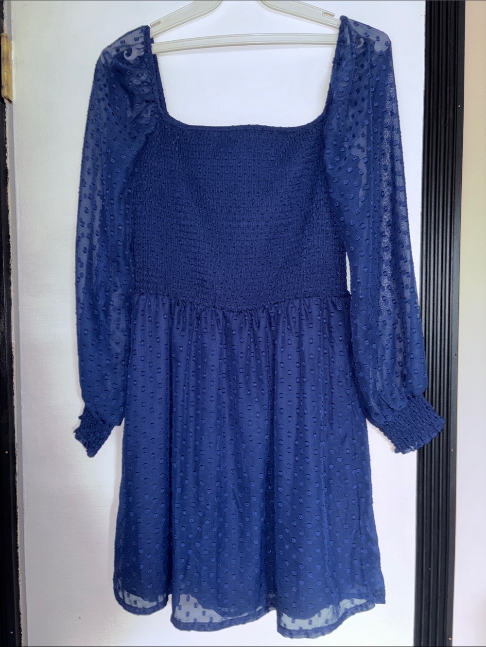 Crystal Doll Navy Blue Smocked Dress